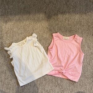 btween Sleeveless Tank Tops - Pink and White